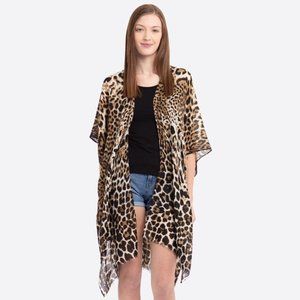 Leopard print kimono cover up